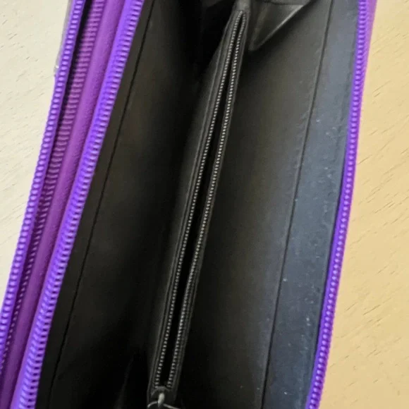 Purple Western Style Studded Wallet Bohemian Elephant Double Zipper Wristlet New - Picture 8 of 11